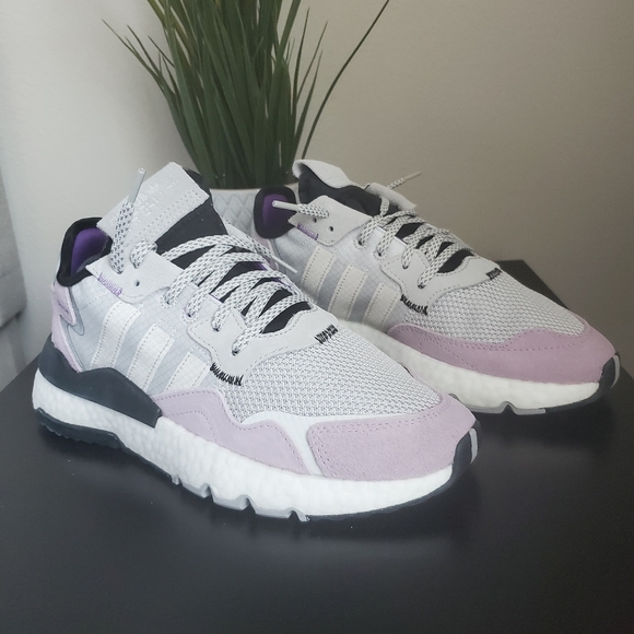 White, Purple, Black and Grey Adidas Nite Joggers - Picture 2 of 4